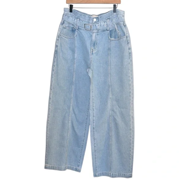 Madewell Belted‎ Wide-Leg Baggy Jeans Light Wash Size 31 NWT - Picture 2 of 11